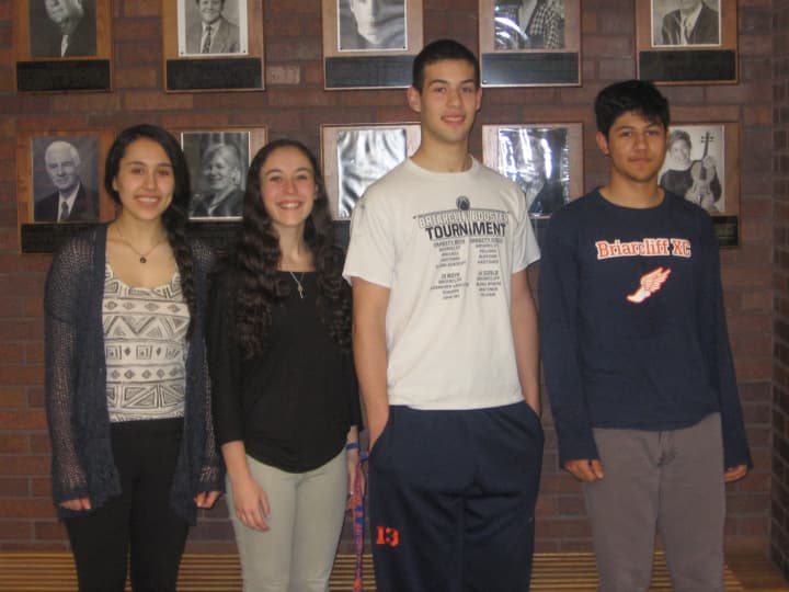 Briarcliff High School seniors (L-R) Christina Arroyo, Alexandra Linares, Nicholas Beninati and Sebastian Rojas have been honored by the National Hispanic Recognition Program for their academic achievements.
