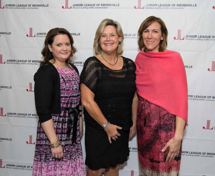 Erica Sevilla (JLB president), Ellen Lynch (president and CEO of The Food Bank for Westchester) and Sheridan Denfeld (JLB president- elect).