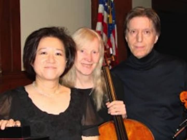 From left, pianist Kyong Hee Cho, cellist Lois Errante, and violinist Richard Errante will be performing in a free concert Saturday.