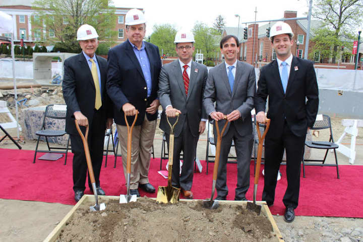 Members of the Iona College and New Rochelle gathered at the groundbreaking.