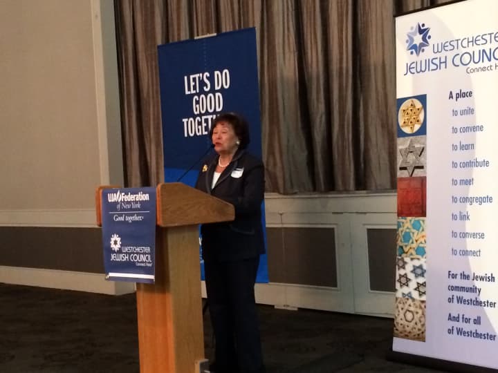 U.S. Rep. Nita Lowey, D-Westchester-Rockland, addresses the Westchester Jewish Council/UJA-Federation of New York at the Westchester Government Relations Breakfast at the JCC of Harrison. 