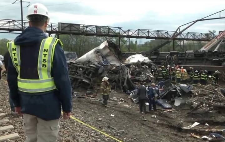 A look at the devastation at the site of the derailment near Philadelphia.