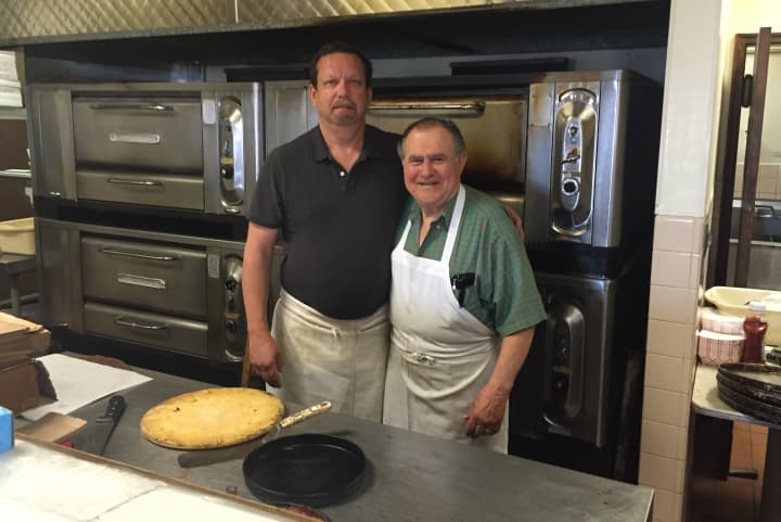 Mike Sosnowsky and Chris Katsetos of Beverly Pizza House in Bridgeport.