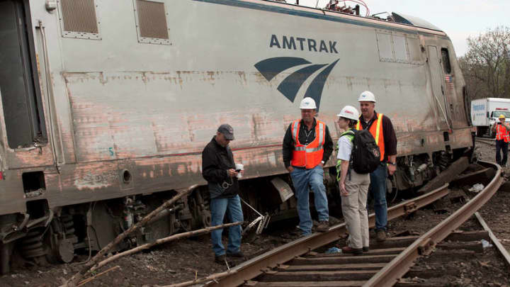 The Amtrak Train 188 accident site near Philadelphia. 
