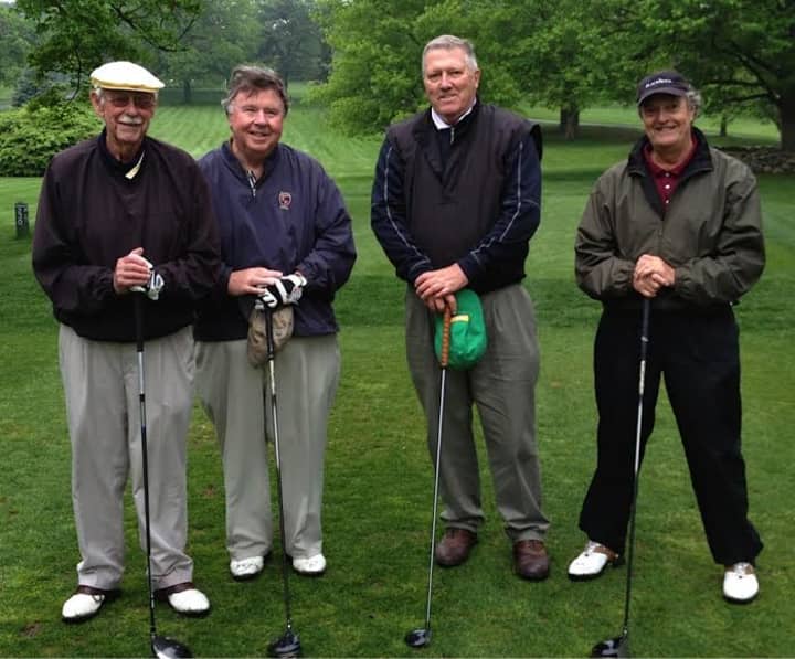 Retired Stamford Probate Judge Gerald M. Fox, Jr. (second from left) with his golf foursome. Fox will be honored at the SilverSource Charity Golf Outing on May 21.