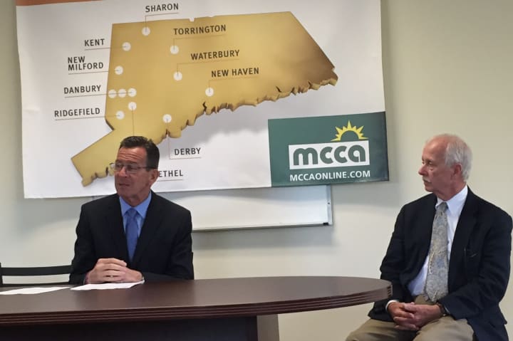 Gov. Dannel P. Malloy and Joe Sullivan, president and CEO of Midwestern Connecticut Council of Alcoholism in Danbury.