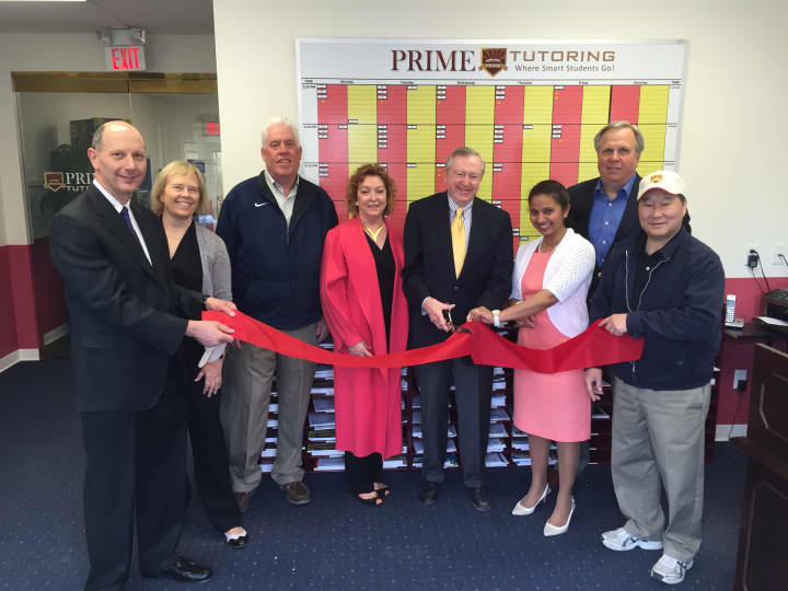 The Wilton Chamber of Commerce celebrates the grand reopening of Prime Tutoring in Wilton Center.