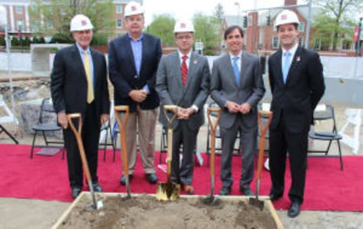 Mayor Noam Bramson attended the groundbreaking for the new residence hall at Iona College.