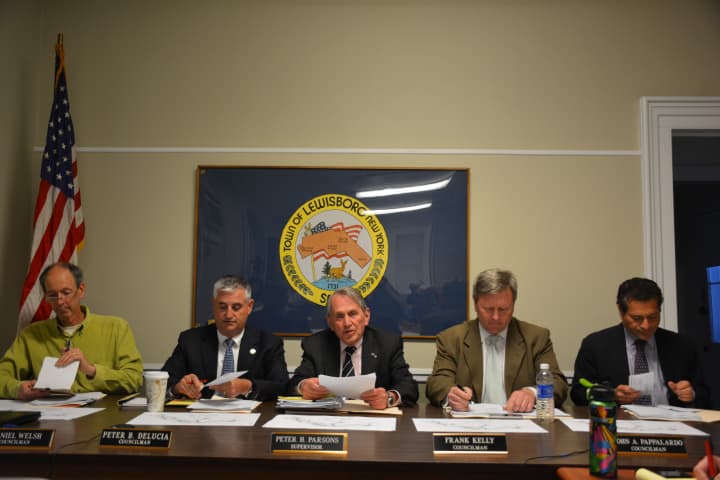 Lewisboro&#x27;s Town Board at a recent meeting.