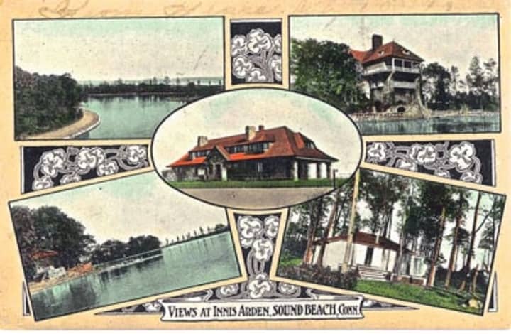 Vintage postcard of Innis Arden (1908), home of J. Kennedy Tod, from the collection of the Greenwich Historical Society