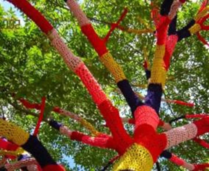 Knit Knit Bomb Bomb will take over the outdoor courtyard at Pelham Art Center from June 26 through Aug. 31.