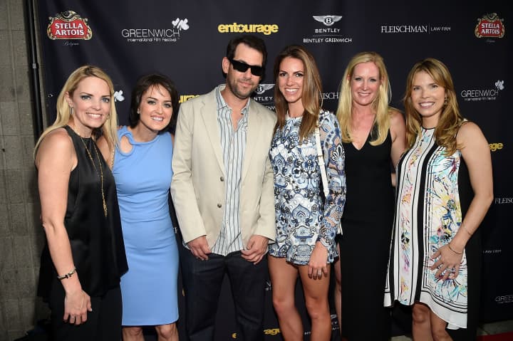 Left to right: Ginger Stickel, Wendy Stapleton Reyes, Doug Ellin, Maddie Diehl, Colleen deVeer and Carina Crain at the screening of Entourage.