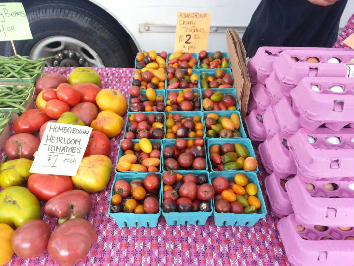 Fresh fruits, vegetables and eggs are among the items available at the Peekskill Farmers Market.