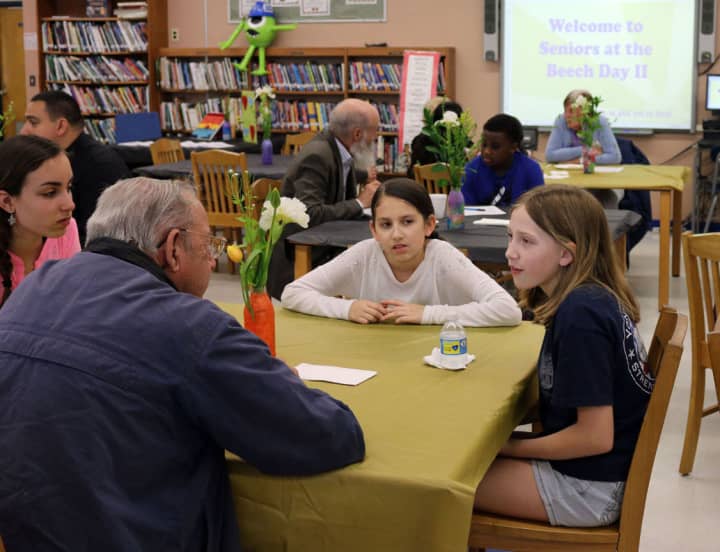 Area senior citizens recently visited students and staff at Yorktowns Lakeland Copper Beech Middle School.