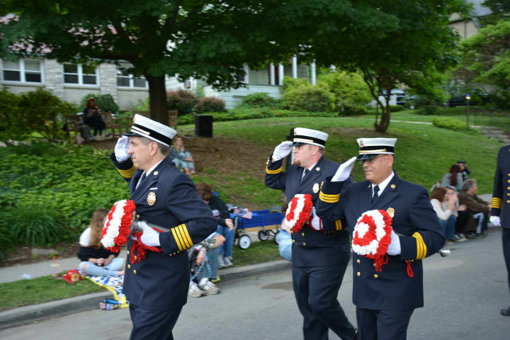 Katonah firefighters march in their annual parade.