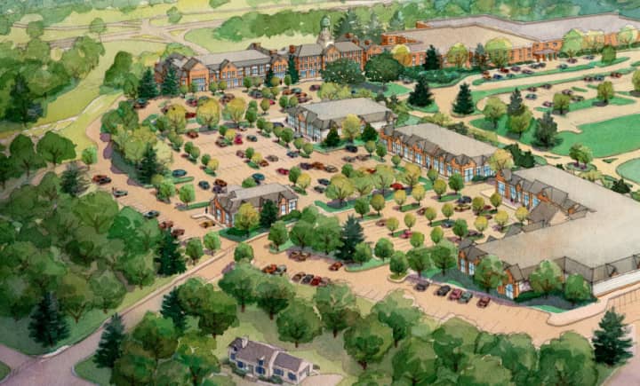 The proposed Chappaqua Crossing retail site, as viewed from the southeast.