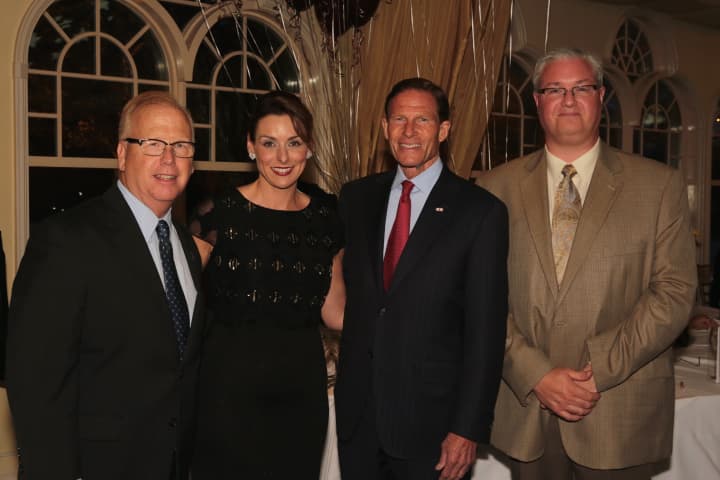Left to right at the gala are Danbury Mayor Mark Boughton, Hospice CEO Cynthia E. Roy, Senator Richard D. Blumenthal and Executive Director of the Regional Hospice Foundation Paul Sirois.