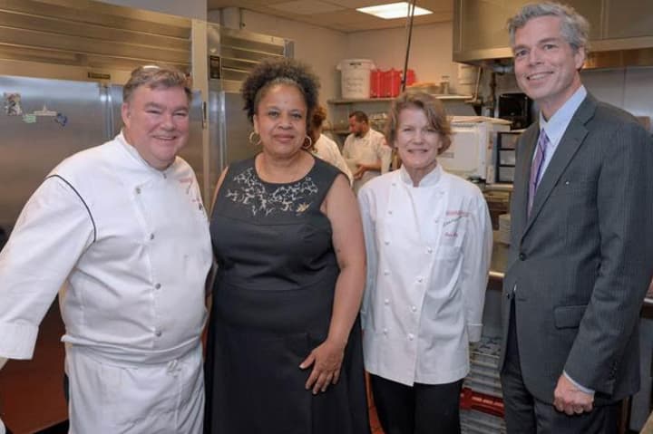 Left to right are chef Peter Kelly, Rotary Club President Heather Miller, Ricca Kelly, and White Plains Mayor Tom Roach at &quot;An Evening to Remember.&quot;