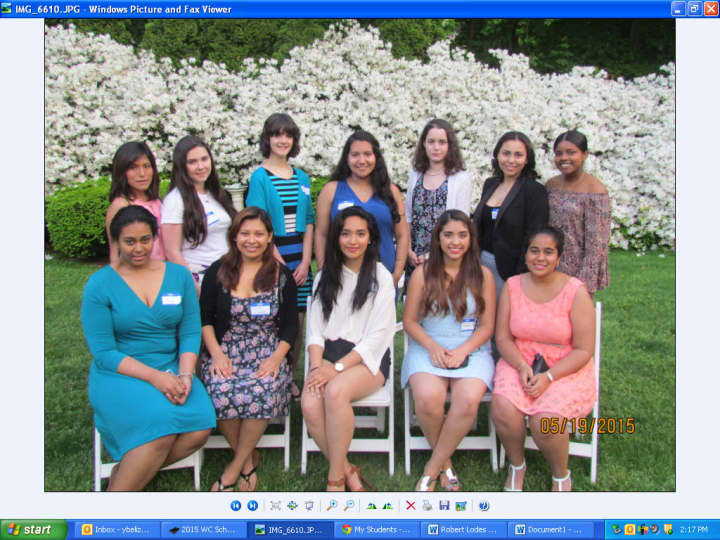 The 13 scholarship winners at the Womans Club of White Plains annual spring dinner.