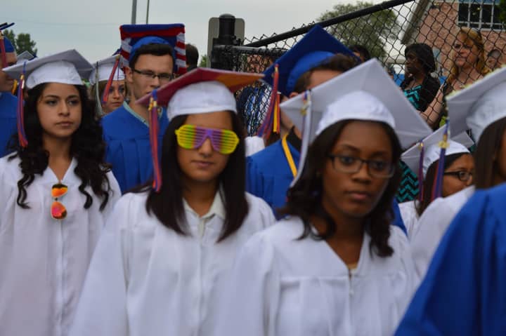Some of the 663 graduates of Danbury High at Wednesday&#x27;s graduation. 