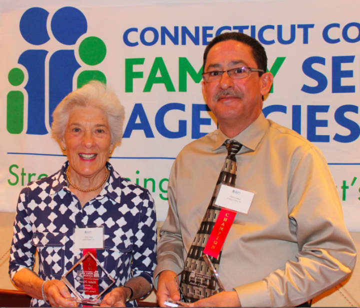 Family Centers board member Helen Dixon and staff member Andre Campos have been named &#x27;Family Champions&#x27; by the Connecticut Council of Family Service Agencies.