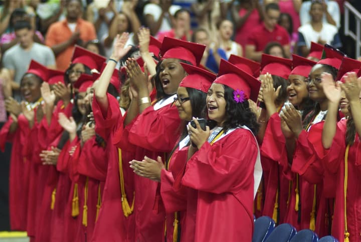 Bridgeport Central High School holds its 2015 commencement ceremony Monday at Webster Bank Arena.