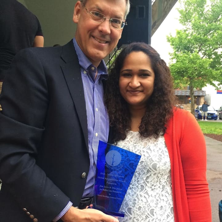 Award recipient Jim Luce from the James Jay Dudley Luce Foundation and Sattie I. Persaud Founder of the World Heritage Culture Center