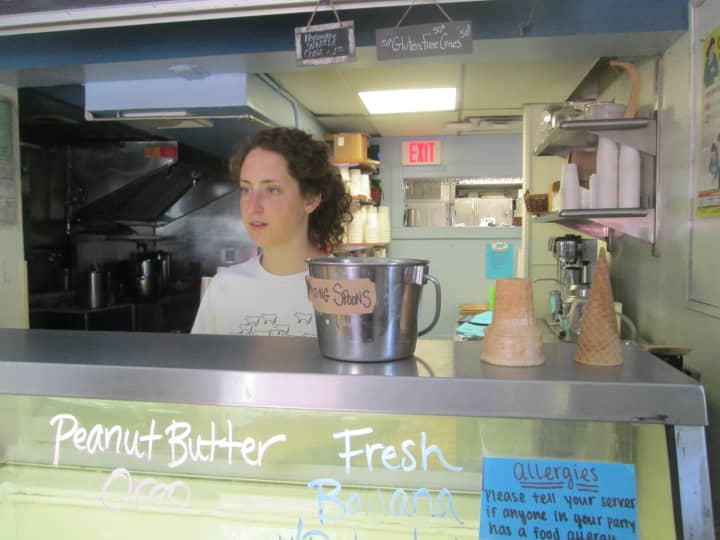 Kate Chamberlin works behind the counter at The Blue Pig.