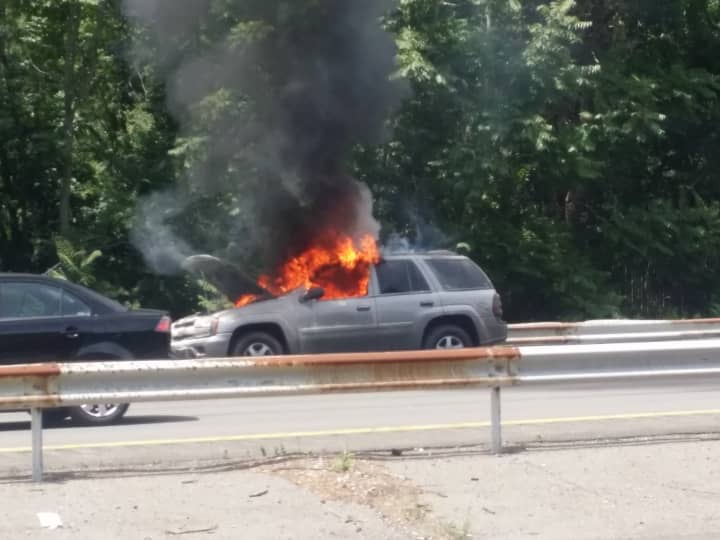 A look at the car fire that led to the closure of I-684.