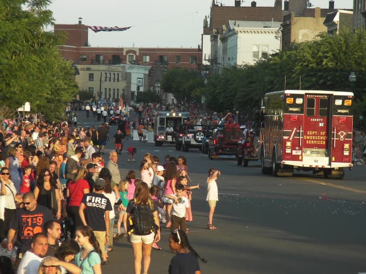 Residents and visitors observe the Village of Mamaroneck Fire Department&#x27;s annual parade.