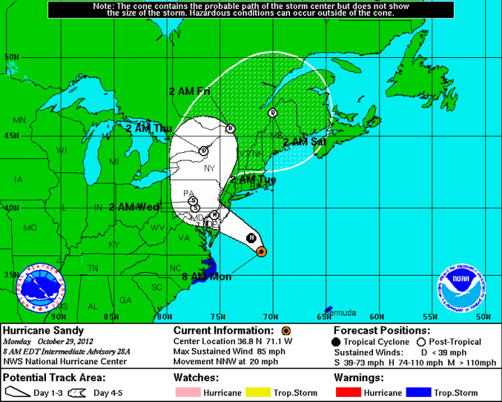 Flood and high wind warnings are in effect for Westchester County due to Hurricane Sandy