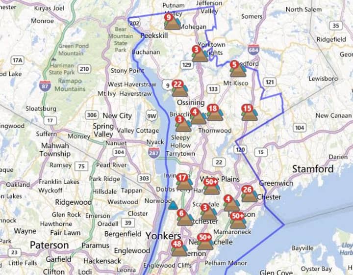 More than 4,000 residents in the Rivertowns lost power Monday night due to Hurricane Sandy.