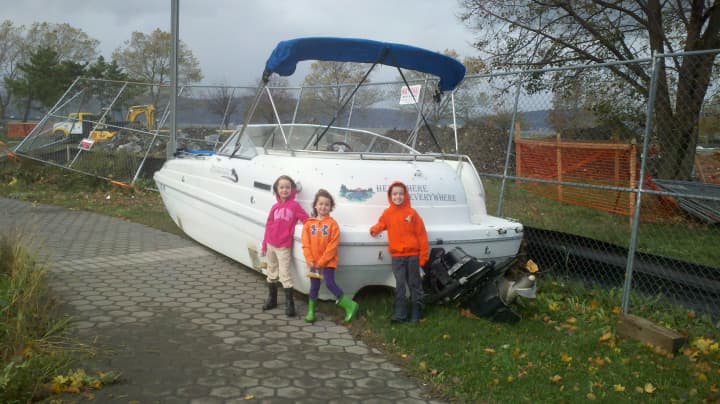 Hurricane Sandy moved a boat from the Tarrytown Marina to Pierson Park.