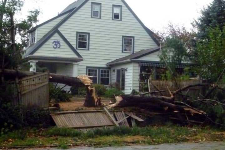 A house on Route 9 in Dobbs Ferry suffered damage from Hurricane Sandy.