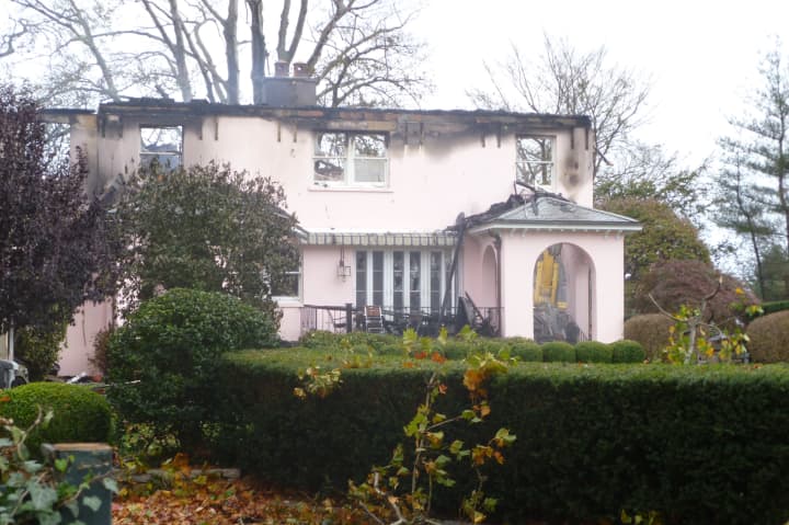 One of three houses on Binney Lane in Old Greenwich was destroyed by fire during Hurricane