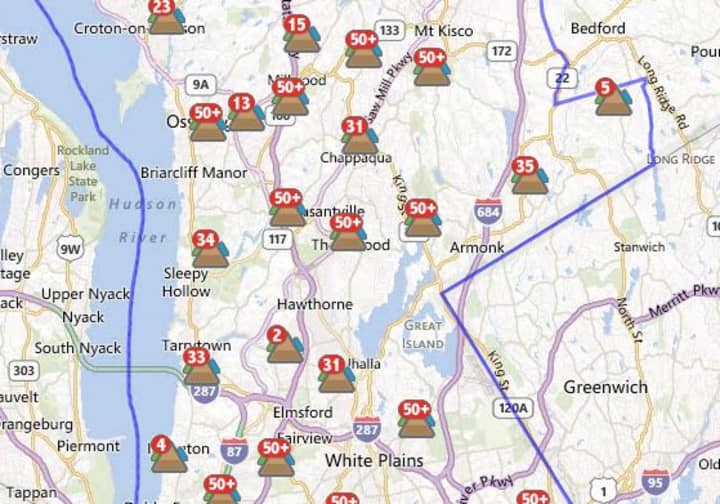 Roughly 9,500 customers in Greenburgh were without power Tuesday afternoon. 