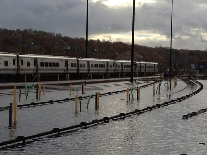 Flooding at Metro-North&#x27;s Harmon Yard on the Hudson Line Tuesday mornig