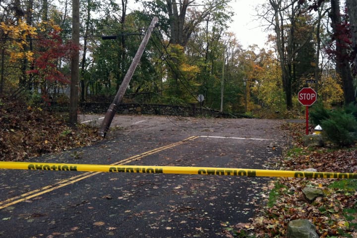 A tree fell on a wire, closing this portion of Old Briarcliff Road at Central Drive West in Briarcliff.