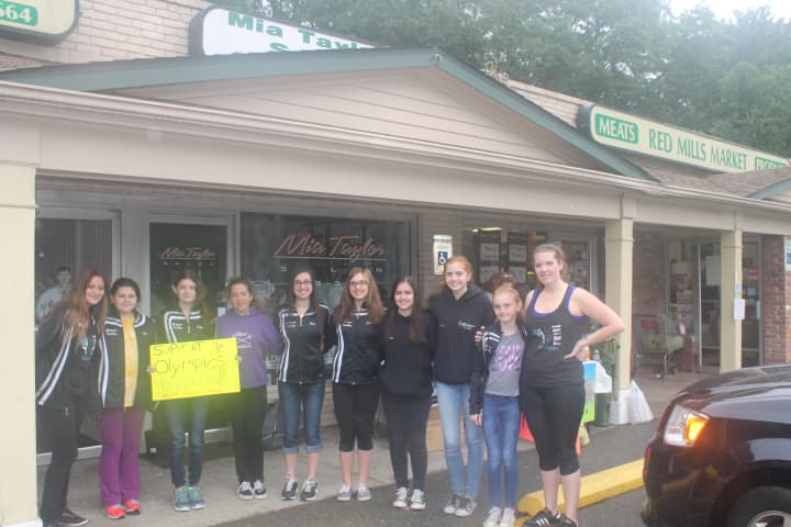 The Mahopac School twirlers held a bake sale Sunday to raise funds for their trip to the Junior Olympics. 