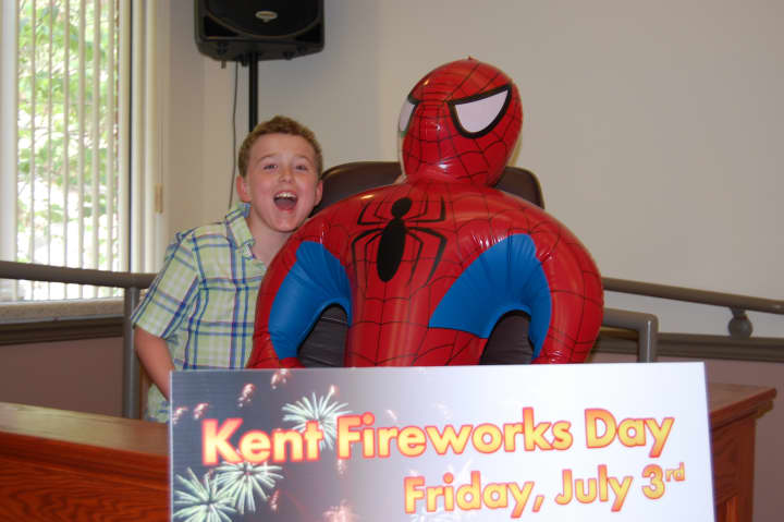 An inflatable Spider-Man was raffled off at the event.