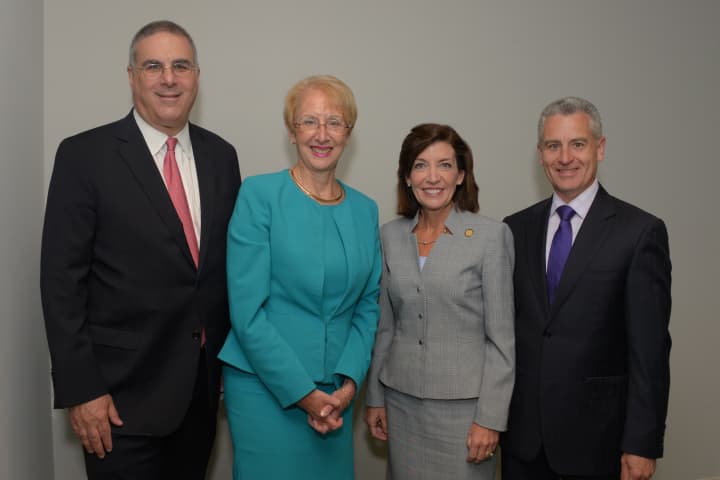 From left, Business Council Executive Vice President John Ravitz, Business Council President Marsha Gordon, Lt. Gov. Kathleen Hochul and Business Council Chairman Anthony Justic.
 