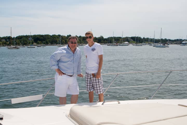 Peter X. Kelly with son, Dylan, gets into summer mode.