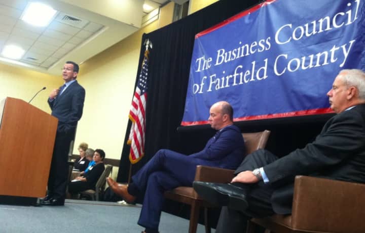 Gov. Dannel P. Malloy speaking at The Business Council of Fairfield County&#x27;s Annual General Meeting on Wednesday in Stamford.  
