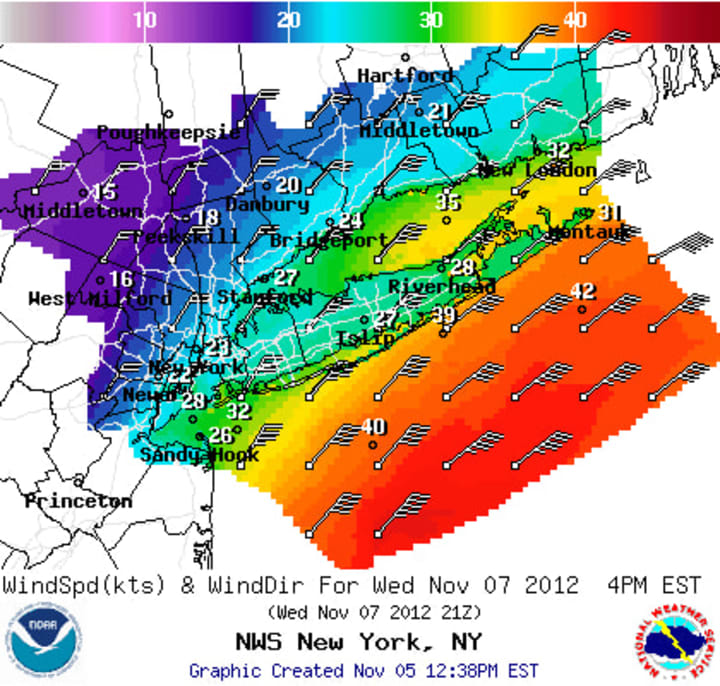 Heavy winds are headed to Westchester on Wednesday as a nor&#x27;easter moves up the coast.