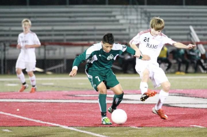 Norwalk&#x27;s Alejandro Rivera controls the ball during a game against New Canaan earlier this year. The top-seeded Bears play Wilton in the semifinals of the FCIAC boys soccer playoffs on Tuesday.