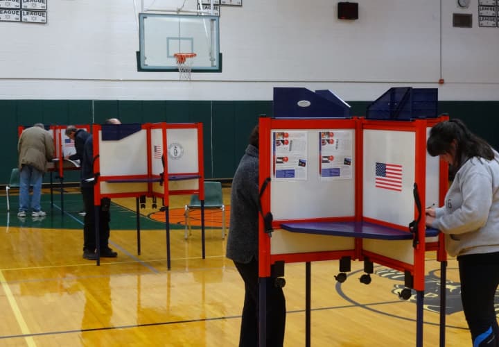The Pleasantville High School gym, where residents voted Tuesday. 