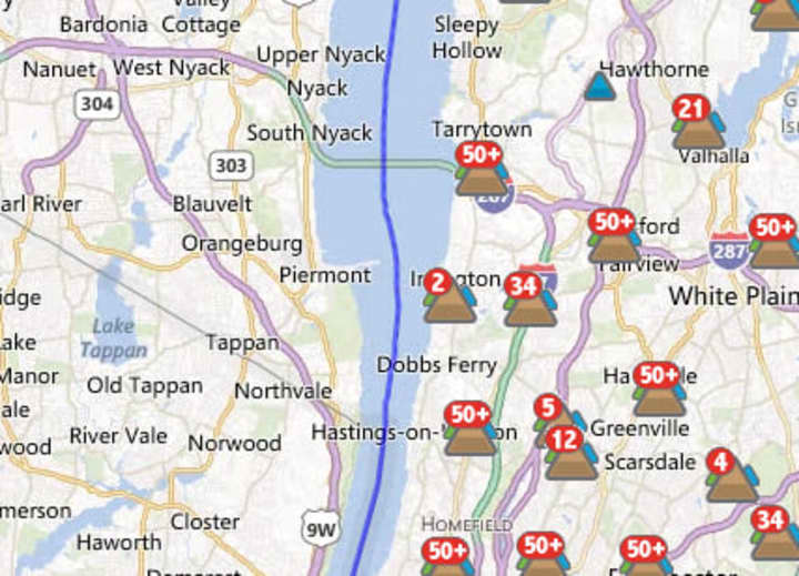 An estimated 6 out of 2,529 Con Edison customers were without power in Bronxville at 11:30 a.m. Wednesday.