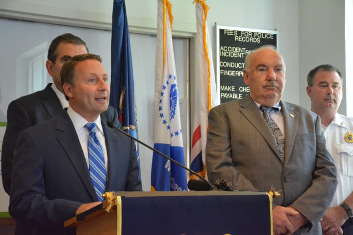 Westchester County Executive Rob Astorino speaks at a Mount Kisco press conference pertaining to the arrest of Freddy Coronado-Mendez.