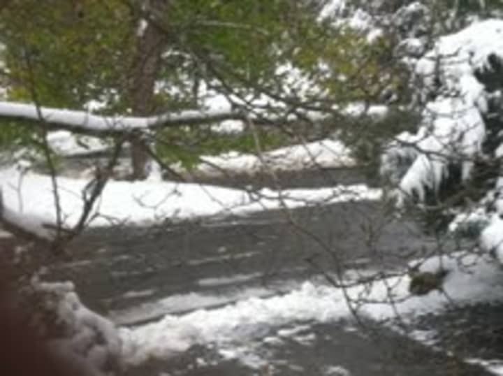 An open but slippery road in Chappaqua Thursday morning.