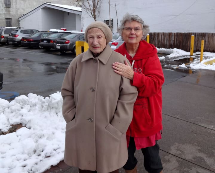 Bronxville residents Camilla Adler (left) and Betty Barberio agree that the community is divided over the re-election of President Barack Obama.